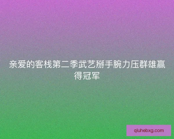 亲爱的客栈第二季武艺掰手腕力压群雄赢得冠军