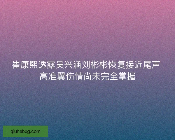 崔康熙透露吴兴涵刘彬彬恢复接近尾声 高准翼伤情尚未完全掌握